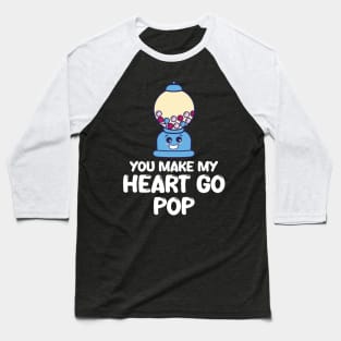 Bubble Gum Couple Relationship Make Heart Go Pop Baseball T-Shirt